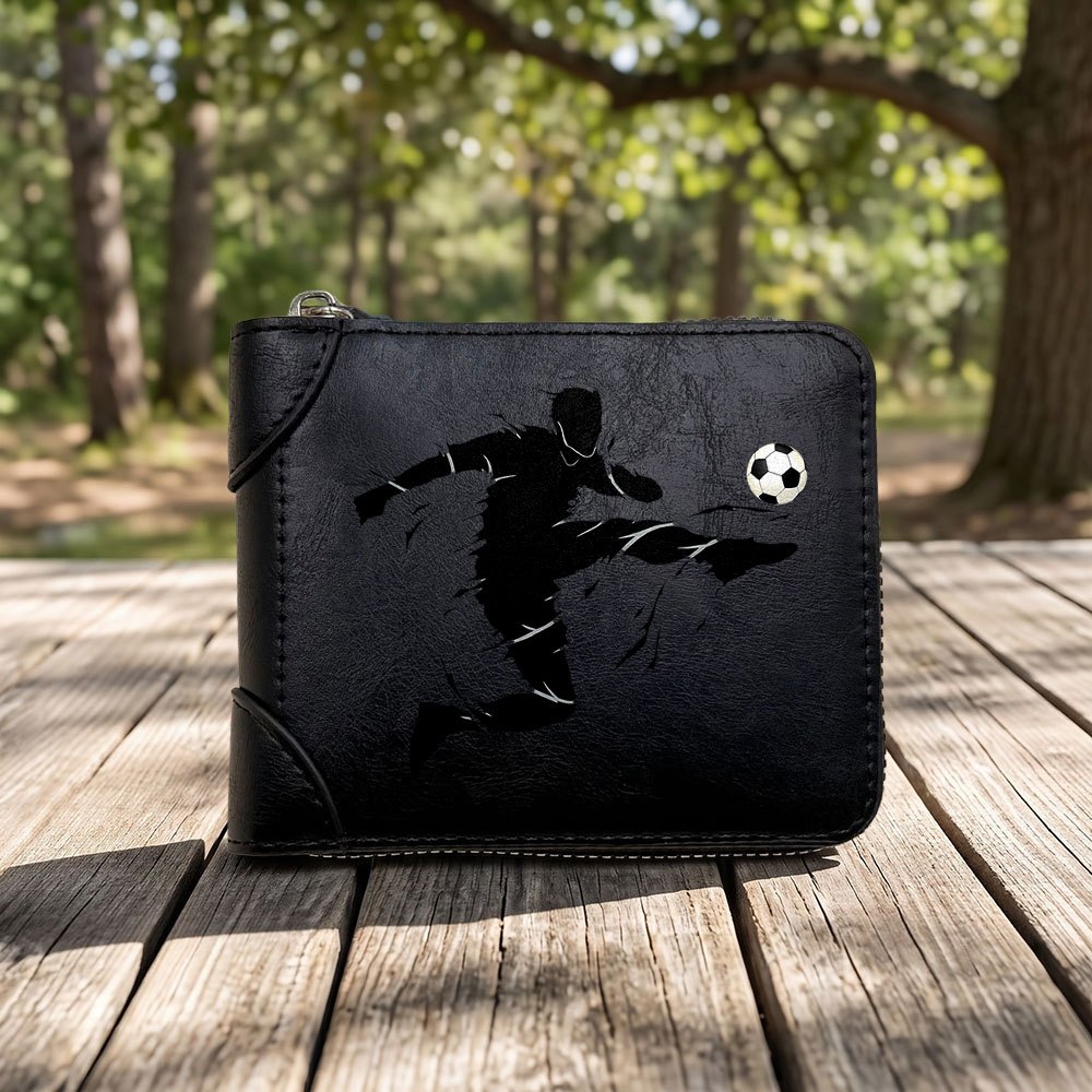 TEMU 1pc Men's Luxurious Wallet With Football Player Pattern, Elegant Zipper Closure, Multi-card Slot Design, For Christmas/birthday/father's Day