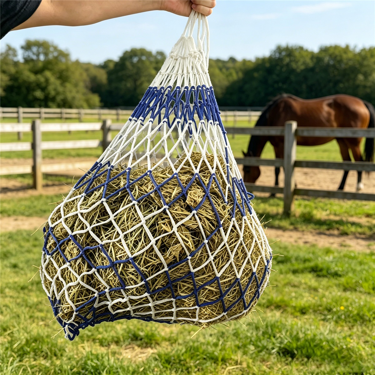 TEMU 1pc Hanging Hay Bag For Goats, Extra Large Capacity, Wide Opening For Easy Hay Filling, Suitable For Horses, , , Ostriches, Or Other Animals,