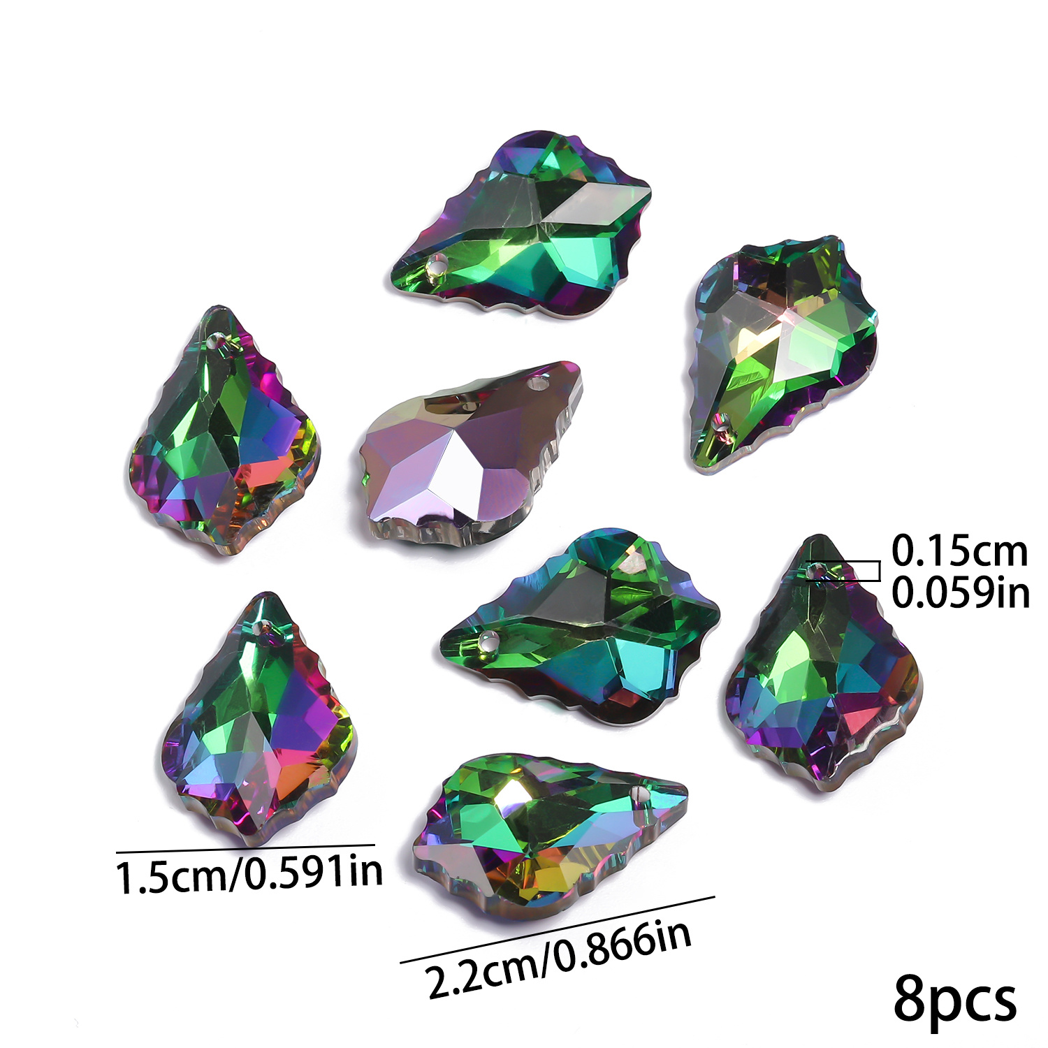 TEMU Hot Exquisite Consistent Quality Purple Bottom Green Single Hole Maple Leaf Shape Beads 8pcs 15x22mm Shiny Loose Spacer Beads For Jewelry Making