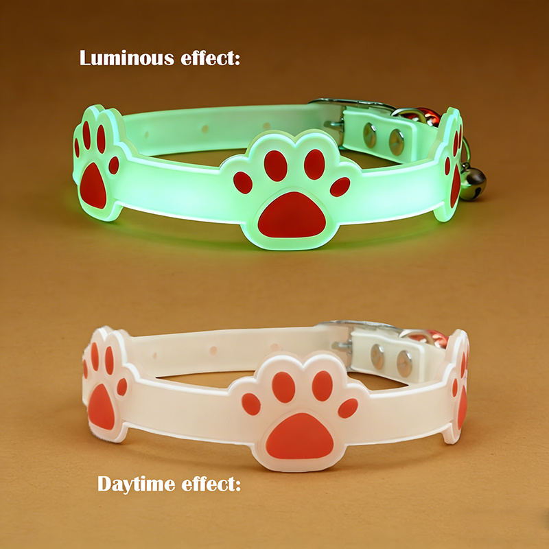 TEMU Collar con Campana - Collar de Seguridad Nocturno , Dispositivo de Seguridad Anti-Pérdida Ajustable, Diseño de de Pata Adecuado para Mascotas