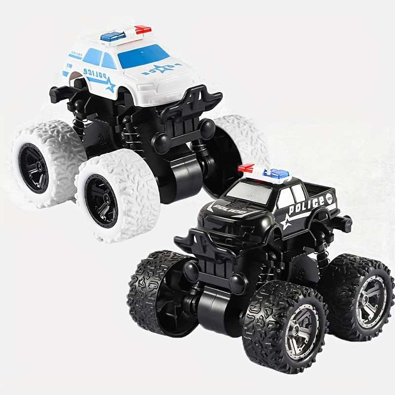 police car rotatable Four-wheel Drive Inertial Stunt Off-road Vehicle Model Children's Toy Boy Toy Car Stall Toy Inertial Off-road Vehicle Toys Super Resistant Climbing, As Halloween Gift