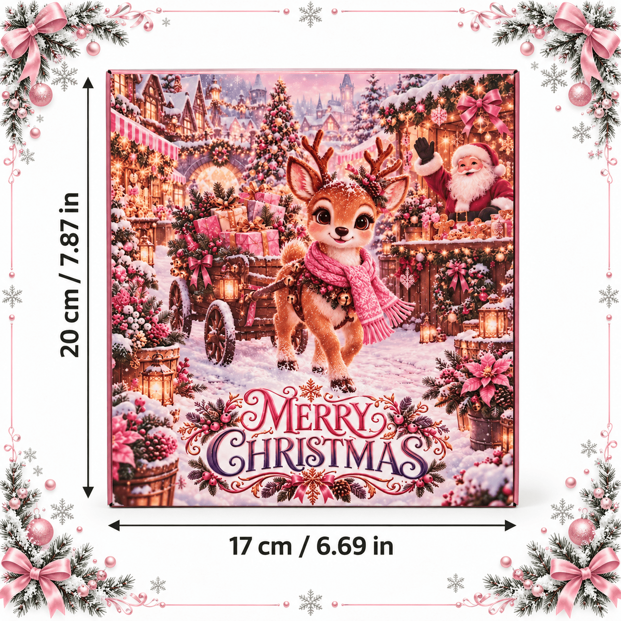 Pink Snowscape Pattern Christmas Advent Calendar Gift Box