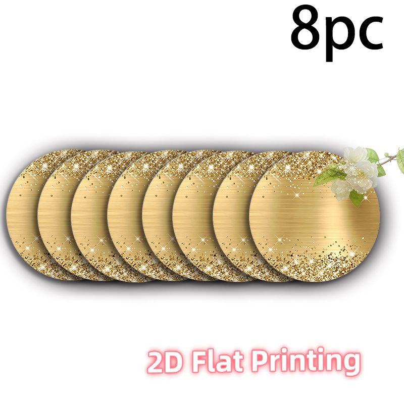 TEMU 2d Flat 4pcs 6pcs 8pcs Round Placemats - Festive Background Pattern Christmas Theme - Flat Printing Polyester Fiber - 15x15in, Non-slip Heat