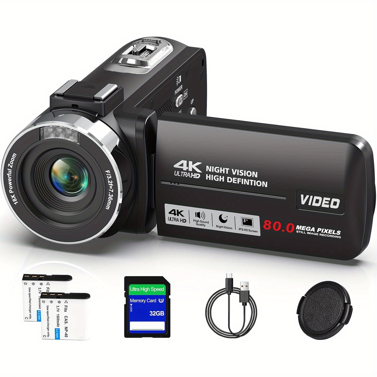 4k video camera camcorder ultra 80mp vlogging camera Temu