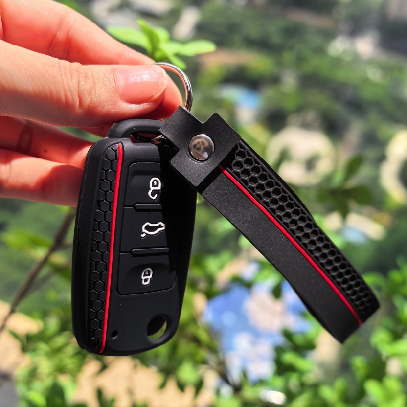 For Vw Seat Key Fob Cover With Keychain - Protection, Durable Silicone Key Case Holder Cap For Up////golf/jetta/caddy/tiguan/taos/.1//octavia////rapid/toledo/leon/ibiza//
