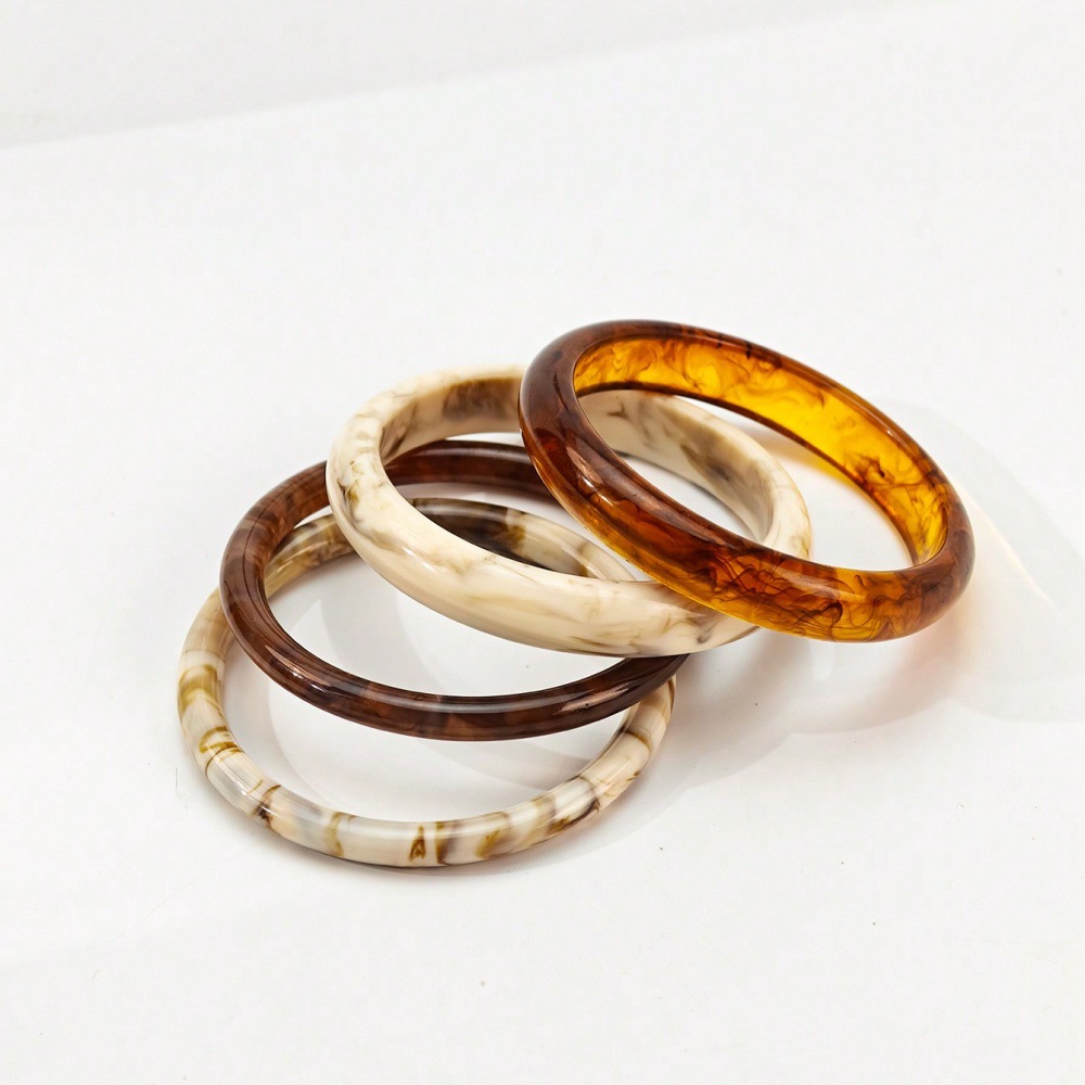 E-shop 4er-Set Vintage Bohemian Style Armbänder mit Marmormuster für Damen - Vielseitige, stapelbare -Armbänder für jeden Anlass | Langlebiges