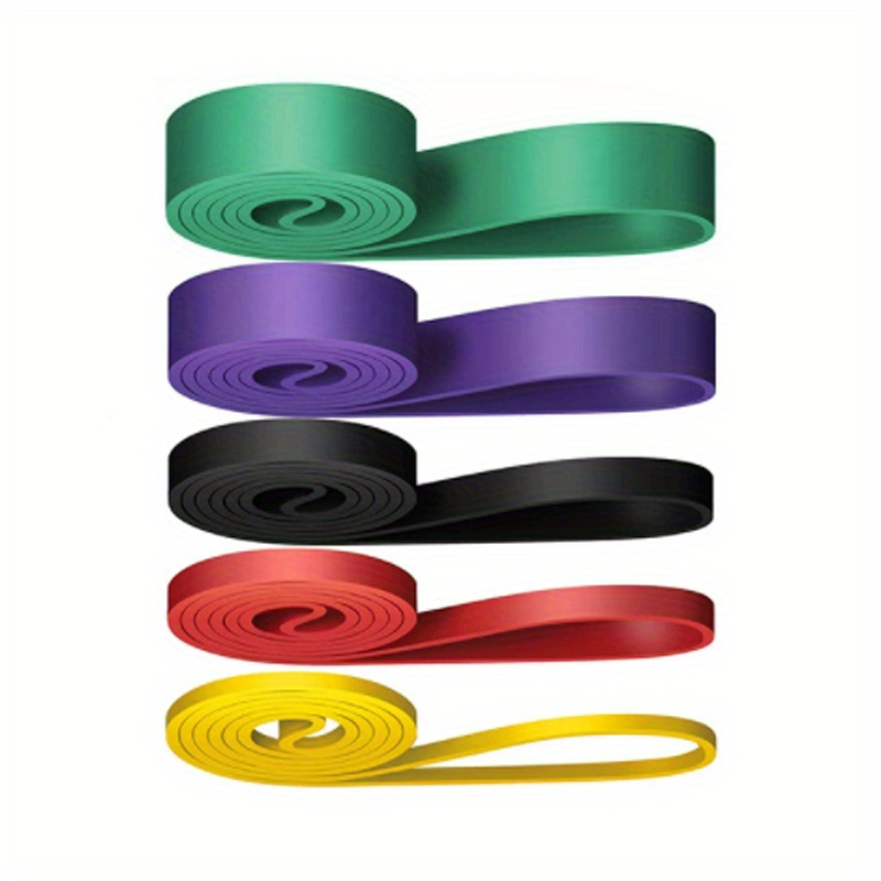 Image of 5-color Heavy-duty Tpe Resistance Bands, Pull-up Assist Straps For Muscle Training, Non-slip, Tension Levels, Fitness Equipment For Home And Outdoor Use