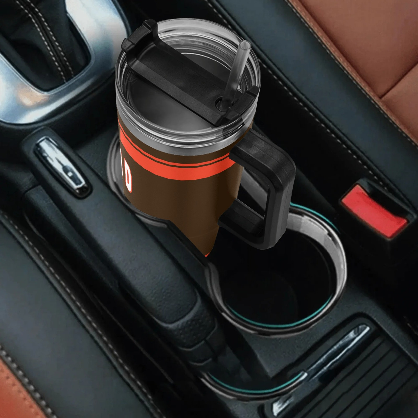 40oz custom   football cup personalized name non slip handle reusable travel mug for hot or cold drinks perfect gift for fans office home and car use coffee travel mug 3