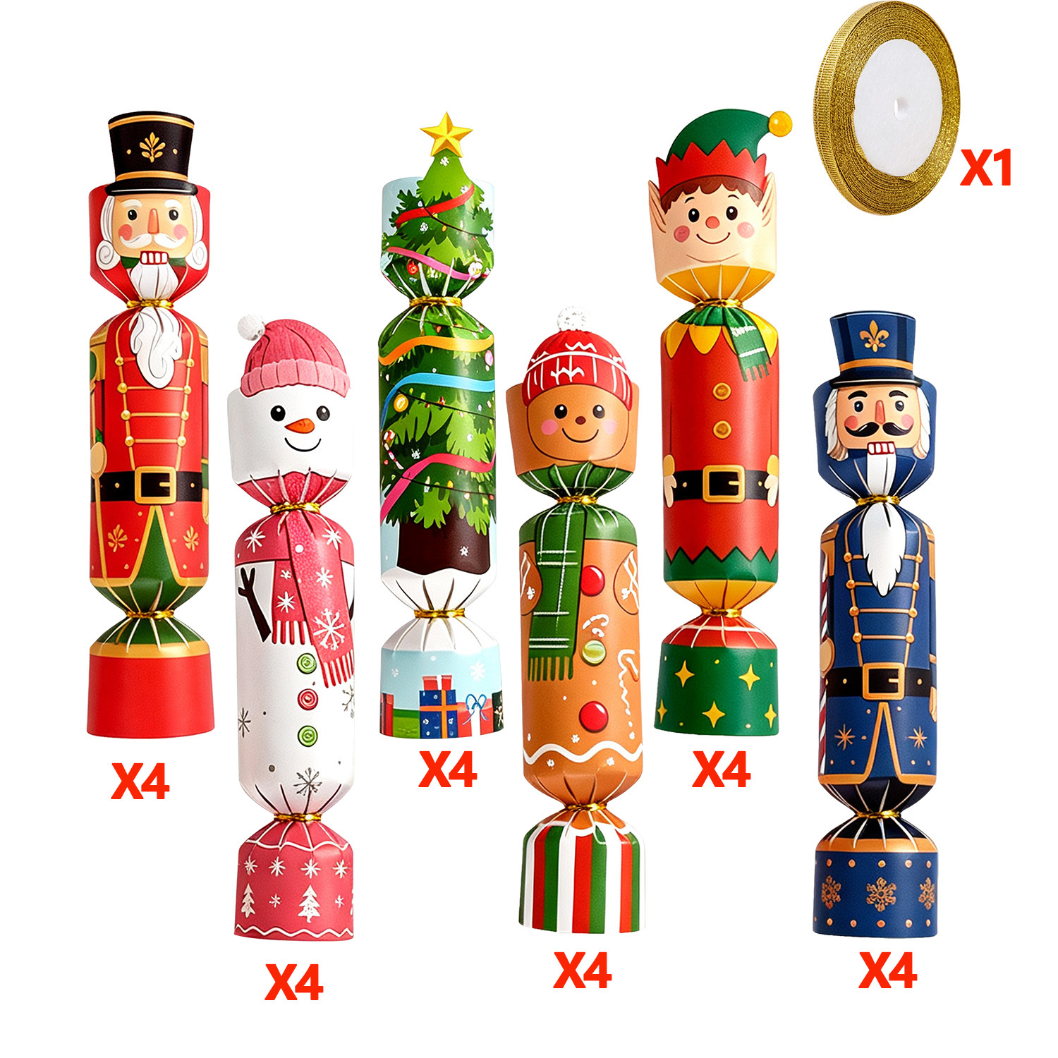 TEMU 25pcs Christmas Cracker Gift Boxes With 24 Popping Crackers & Ribbon Suitable For Weddings, Birthdays, Showers, Xmas Parties - Diy Table Favors,