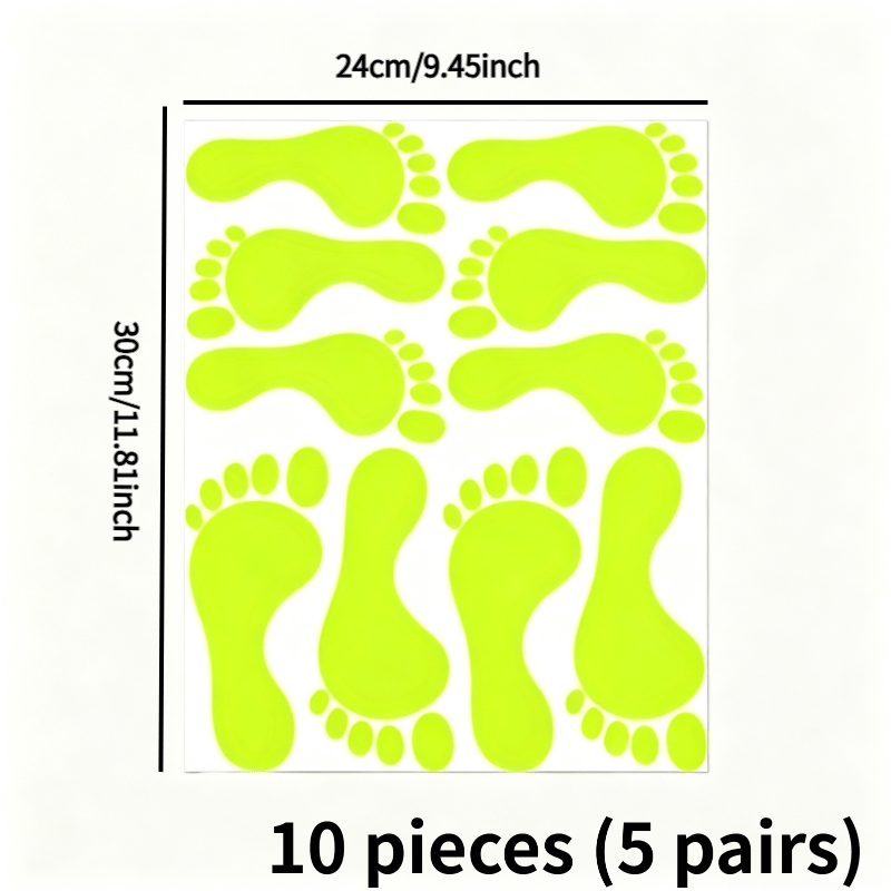 TEMU 10pcs (5 Pairs) / 8pcs (4 Pairs) -in-the-dark Footprint Wall Decals; Suitable For Haunted Houses, Bedrooms, Living Rooms, , And Wall Decoration;