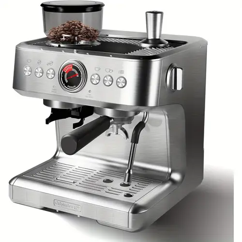20 machine espresso maker with grinder and milk frother steam wand professional coffee machine with 96 oz removable water tank for cappuccino latte silver