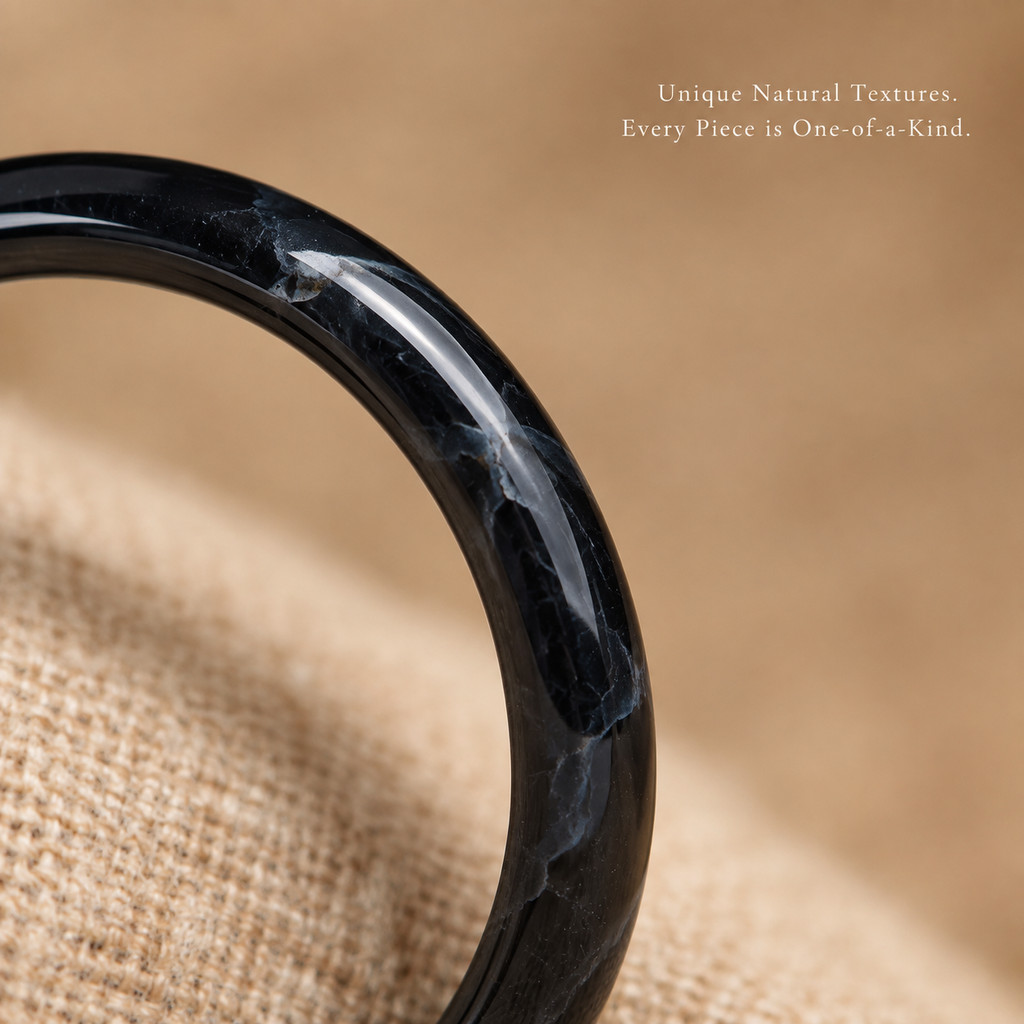 Natural Black Agate Ring for Women, Minimalist Stackable Band