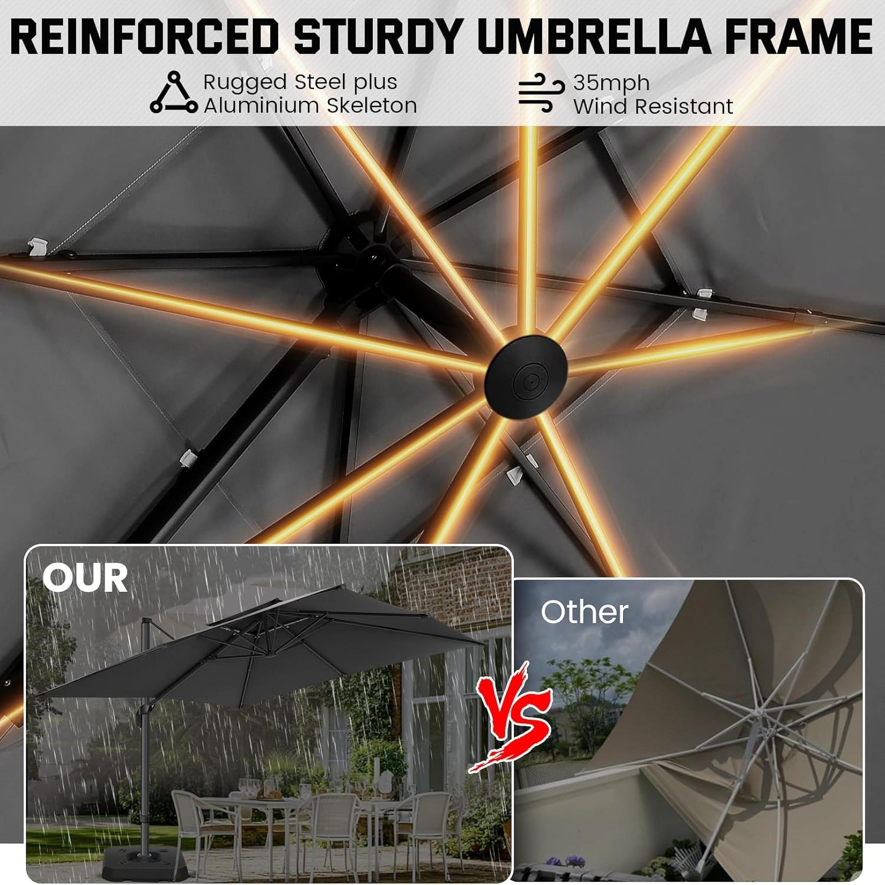10ft Heavy-Duty Outdoor Cantilever Parasol with, Large Rectangular Offset Umbrella - 360° Rotating Canopy, Tilt Mechanism & Heavy-Duty Aluminum Frame for Patio, Deck, Balcony, Pool (Compatible with most roofs)