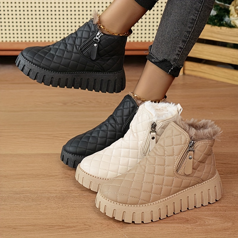 Women's Zip-Up Round-Toe Ankle Boots for Winter