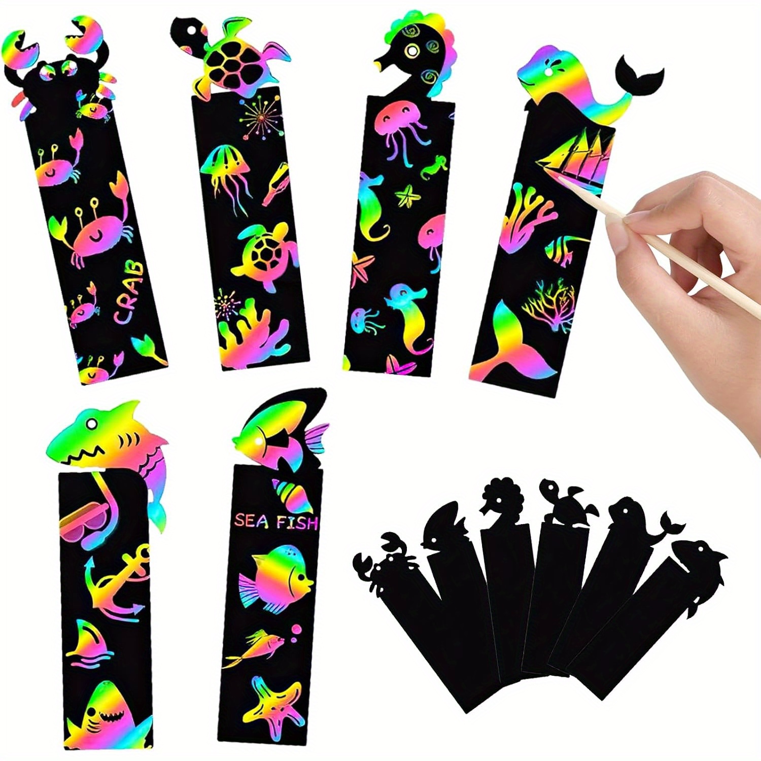 Scratch Art Craft Set Scratch Art Bookmarks Kit - 60 Set Rainbow DIY ...
