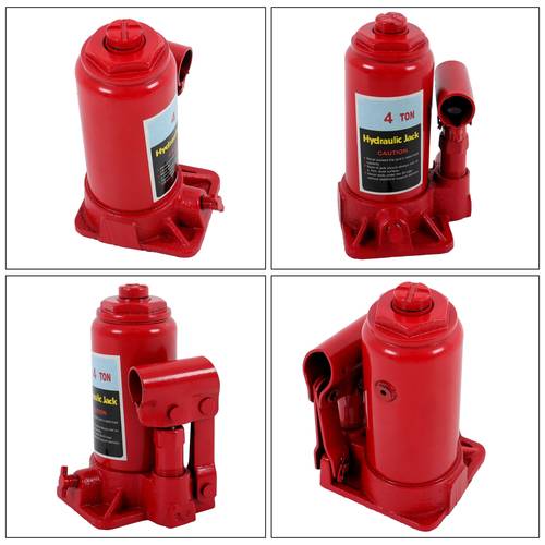 4 ton heavy duty welded hydraulic car bottle jack alloy steel construction 4400 lbs capacity air powered lift with plate safety lock compact portable design for auto workshop house lift red ideal for