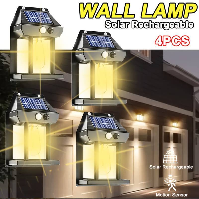 TEMU 2packs 4packs Solar Wall Lights Outdoor, Dusk To Dawn Porch Lights, 3 , Outdoor Courtyard Waterproof Decoration Induction Lantern, Small Night