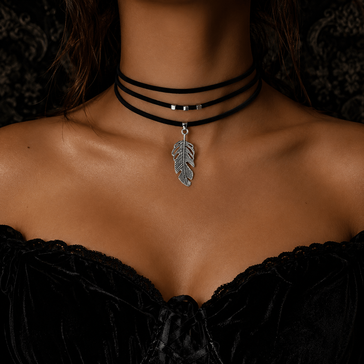 TEMU Collier ras du cou réglable à plusieurs couches pour femme, 1 pièce, pendentif feuille bohème vintage, pour usage , vacances, fêtes, cadeau de