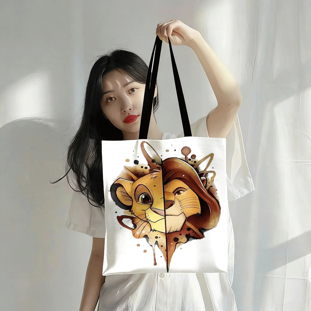 TEMU Borsa Tote con Ritratto Stile Re Leone - Borsa con Tracolla Fissa Resistente, Design , Moda Donna & Shopping Casual con Stampa Vivace, Borsa