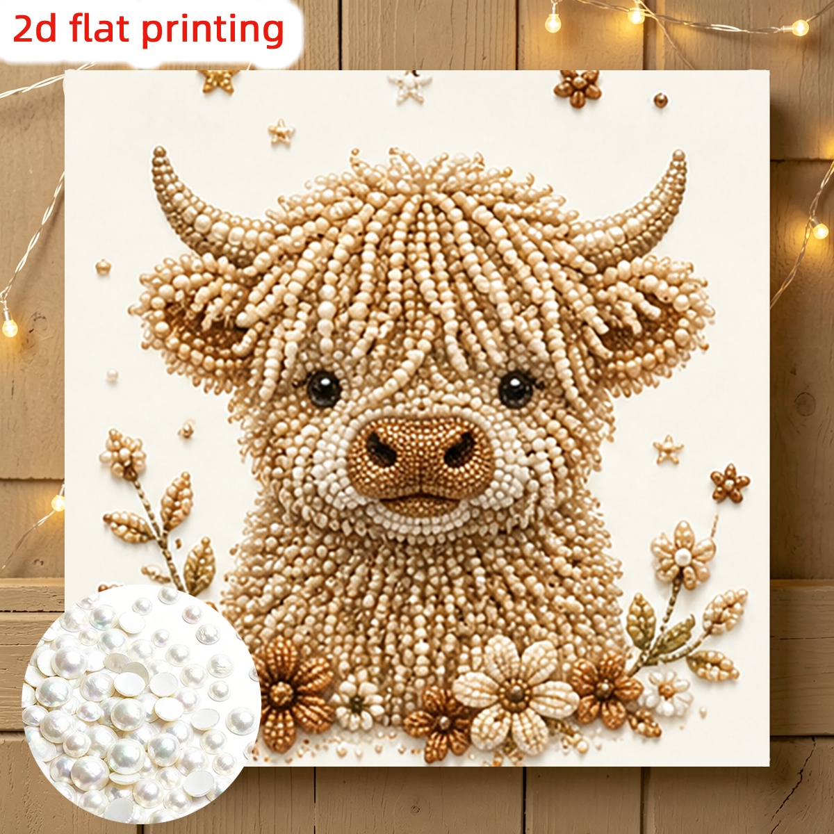 TEMU Kit de peinture de perles pour adultes, Vache des , perles rondes pleines, artisanat d'art, de soulagement du stress facile pour les débutants,