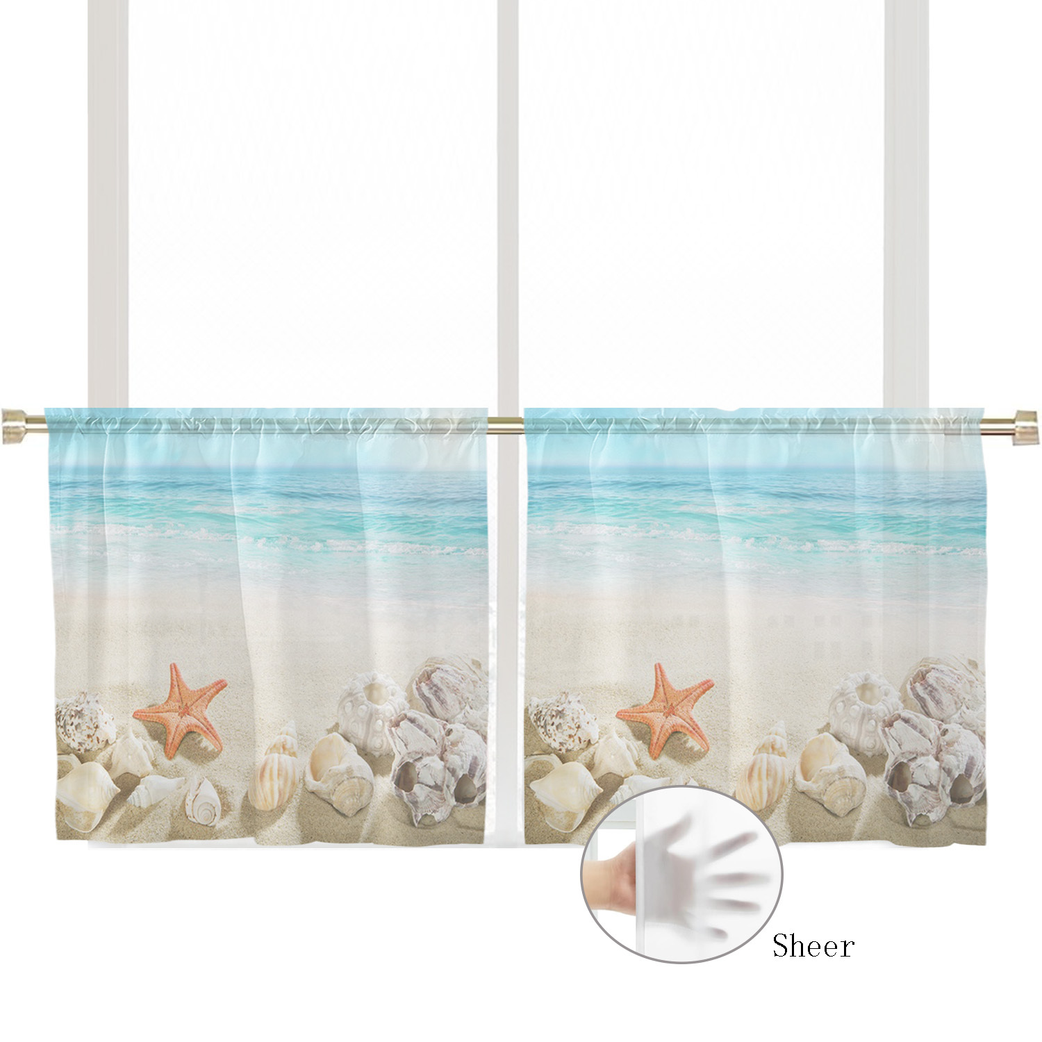 E-shop 2er-Set - & Ozean-Themen- mit Sternenfisch- & Muscheldesign - Stangen-Tasche, Leichtes für Küche, Schlafzimmer, Badezimmer und Wohnkultur