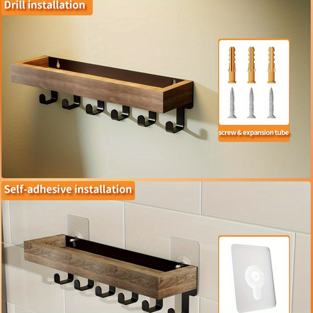 a wall key holder a wooden hooks storage rack wall Temu Oman