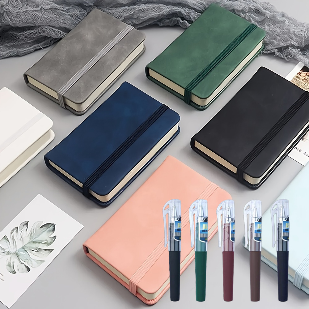 TEMU 10 cahiers à poche à couverture souple avec stylos de couleur aléatoire - Fermeture élastique, 100 , parfaits pour les voyages, , - Couleurs