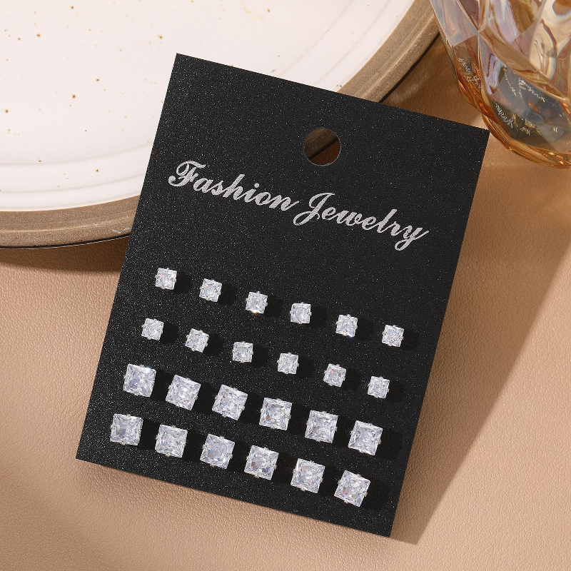 TEMU 12pcs Bouchons d'Oreilles Homme Style Froid Argenté Carré Facile à Polyvalent , Cadeau Saint-Valentin Anniversaire, Pile