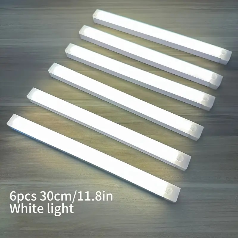 E-shop 6 Stück LED Bewegungsmelder-Leuchten, USB-Aufladbare Schrankleuchten für Arbeitsplatte, Küche, Schlafzimmer, Kleiderschrank,