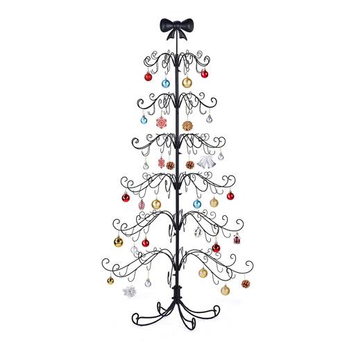 wrought metal christmas ornament tree stand 6 tier 3 tier curly hook ornament display rack with topper snowflake freestanding hanging bauble holder for holiday decor white multiple colors