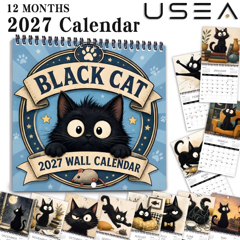 TEMU Calendario de pared 2027, Calendario de pared en cuadrado de 8.3X8.3 pulgadas, Planificador de con rastreador de hábitos, Grandes bloques de