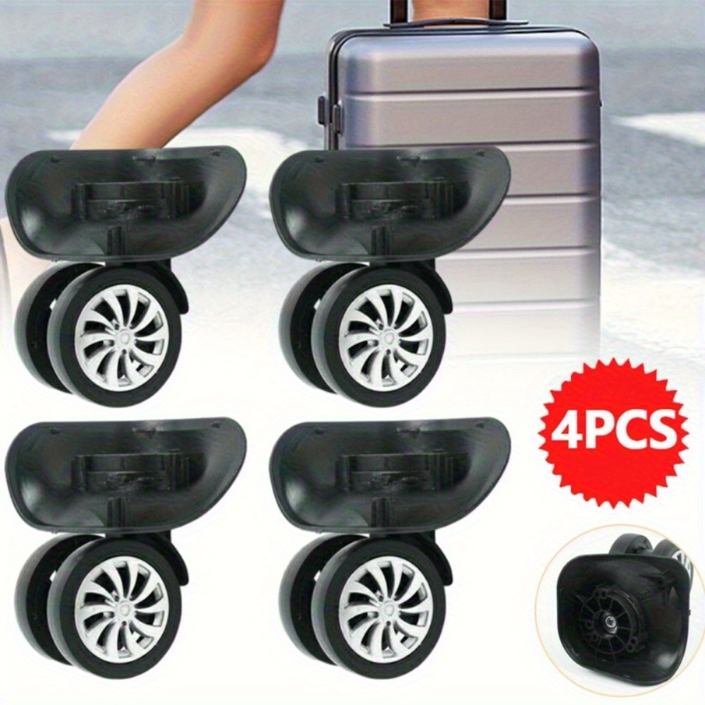 Image of Pack Of 4 Replacement Luggage Wheels Dual Roller Swivel Wheel Suitcase Replacement Suitcase Wheels Swivel Casters Travel Suitcase Wheels Luggage Wheel