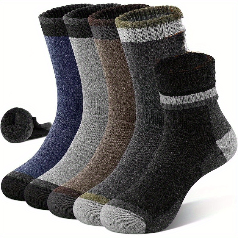 TEMU 5pairs Wool Wool Socks For Men Women Hiking Thermal Warm Socks Thick Cushion Moisture Wicking Socks 5 Pairs