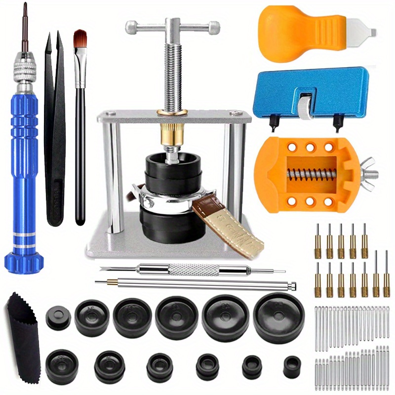 Image of Watch Tools Set + Watch Press Set, Watch Strap Shortening Tool, Watch Repair, Watchmaker Tool, Watch Opener Watch Cover Opener, Pressing Tool, Screwdriver