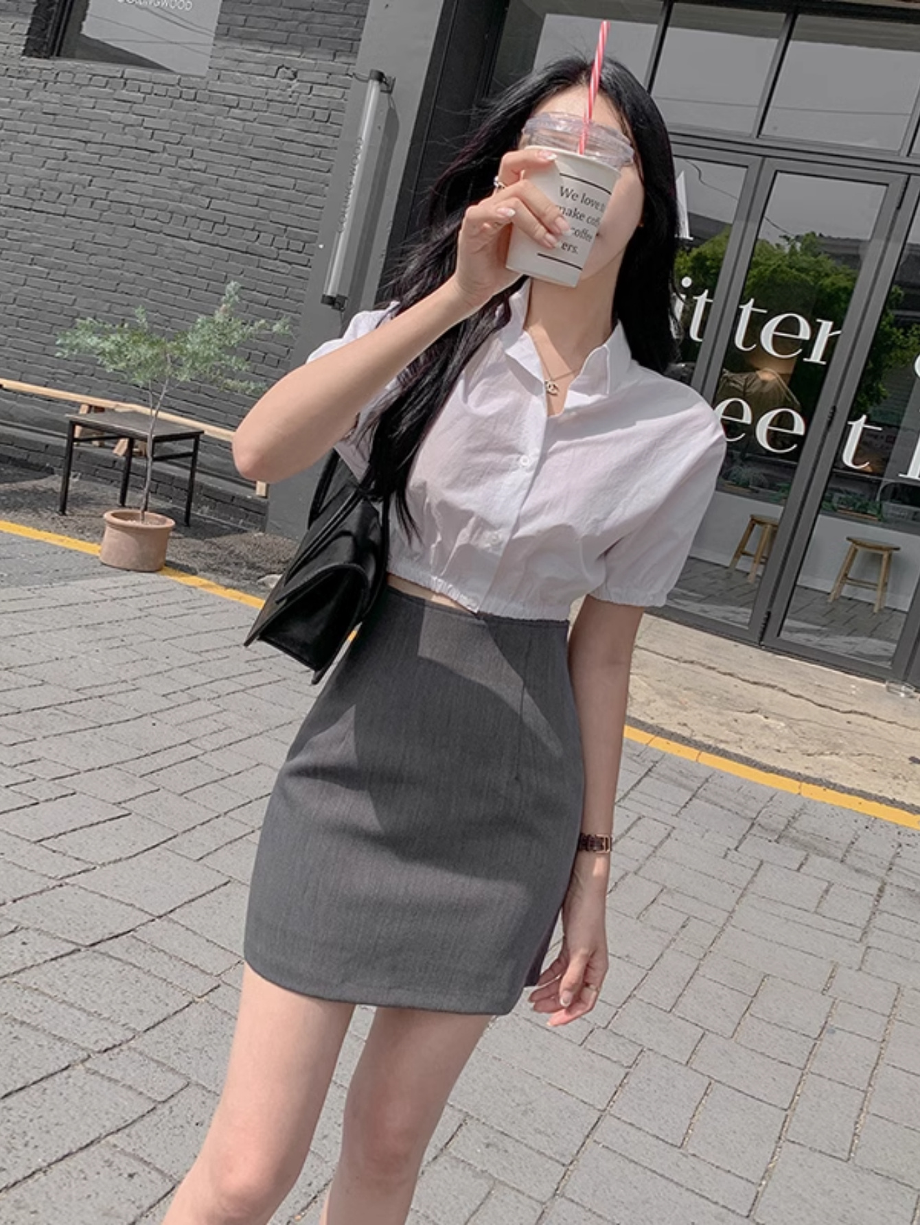 Chic High-Waist Grey Pencil Skirt for Women Bodycon Fit, Summer Korean  Style, Non-Stretch Polyester, Machine Washable Office