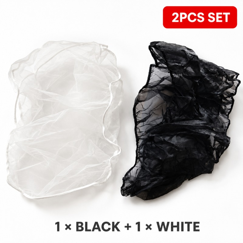 TEMU 2pcs Bird Cage Seed Guard Mesh Covers, Black & White Elastic Birdcage Netting Skirts, 35cm High, Adjustable 150â210cm , Feather And Seed Scatte