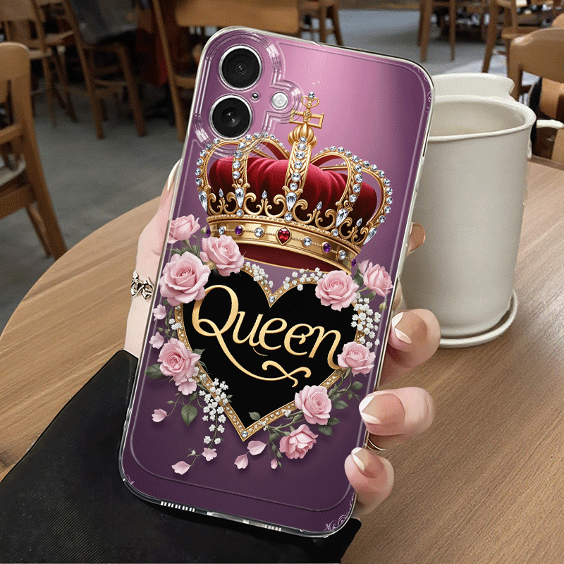 TEMU Phone Case - Queen 2d Printed Pattern Phone Case Suitable For Iphone 17 Air 16 15 14 13 12 11 Pro Xs Xr Xsmax 7 8 6 6s Plus 16e Cartoon