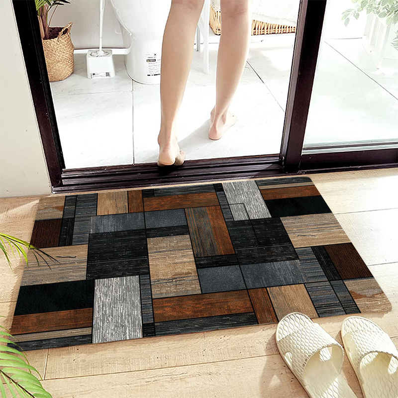 

1pc Geometric Pattern Door Mat, Polyester Non-slip Absorbent Carpet, Machine Washable, Fade-resistant, Stain-resistant, For Entryway, Living Room, Kitchen, Dining Room, Bedroom, Hallway - Fall & Decor