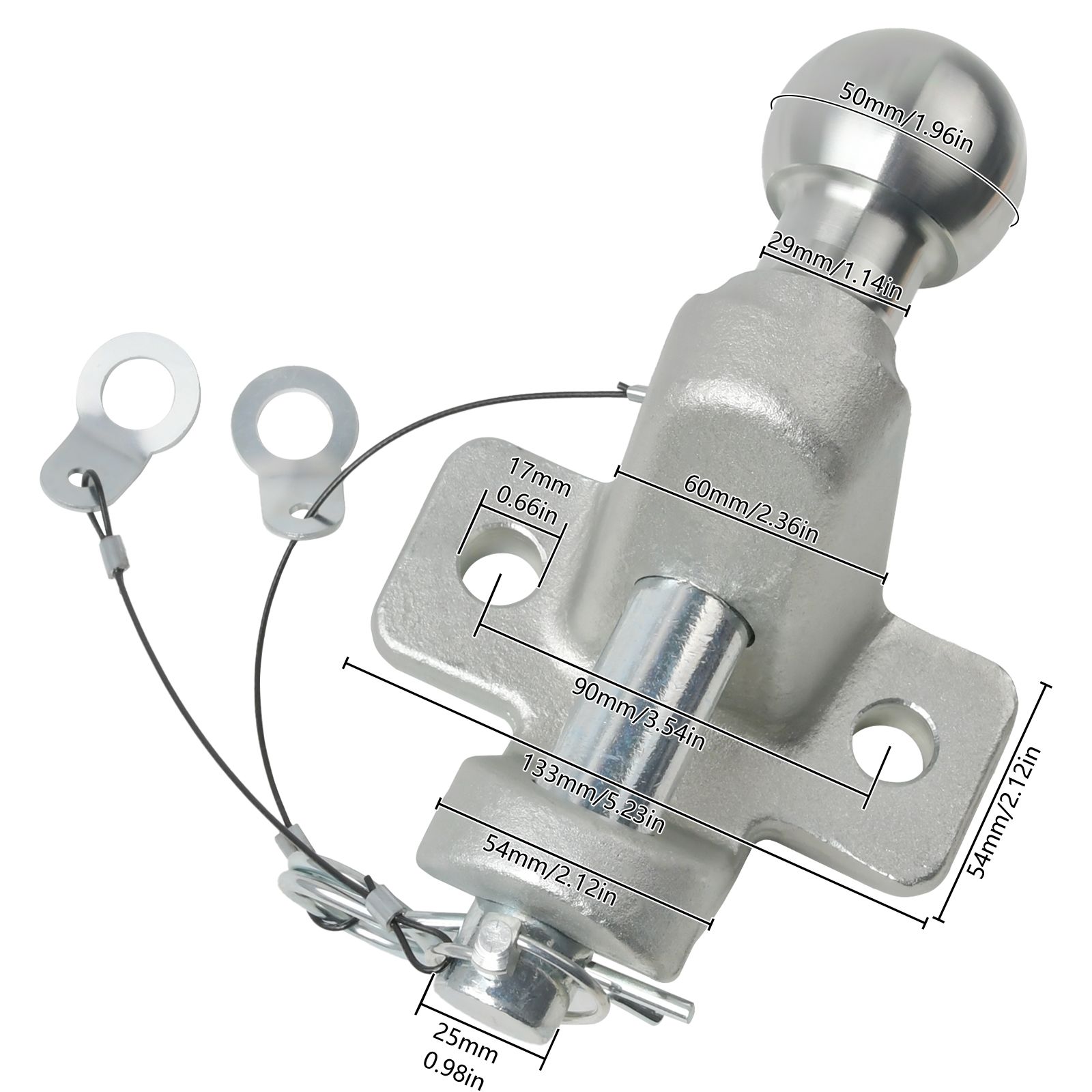 50mm Ball And Pin Towball Tow For Towing Trailer Max 3500kg