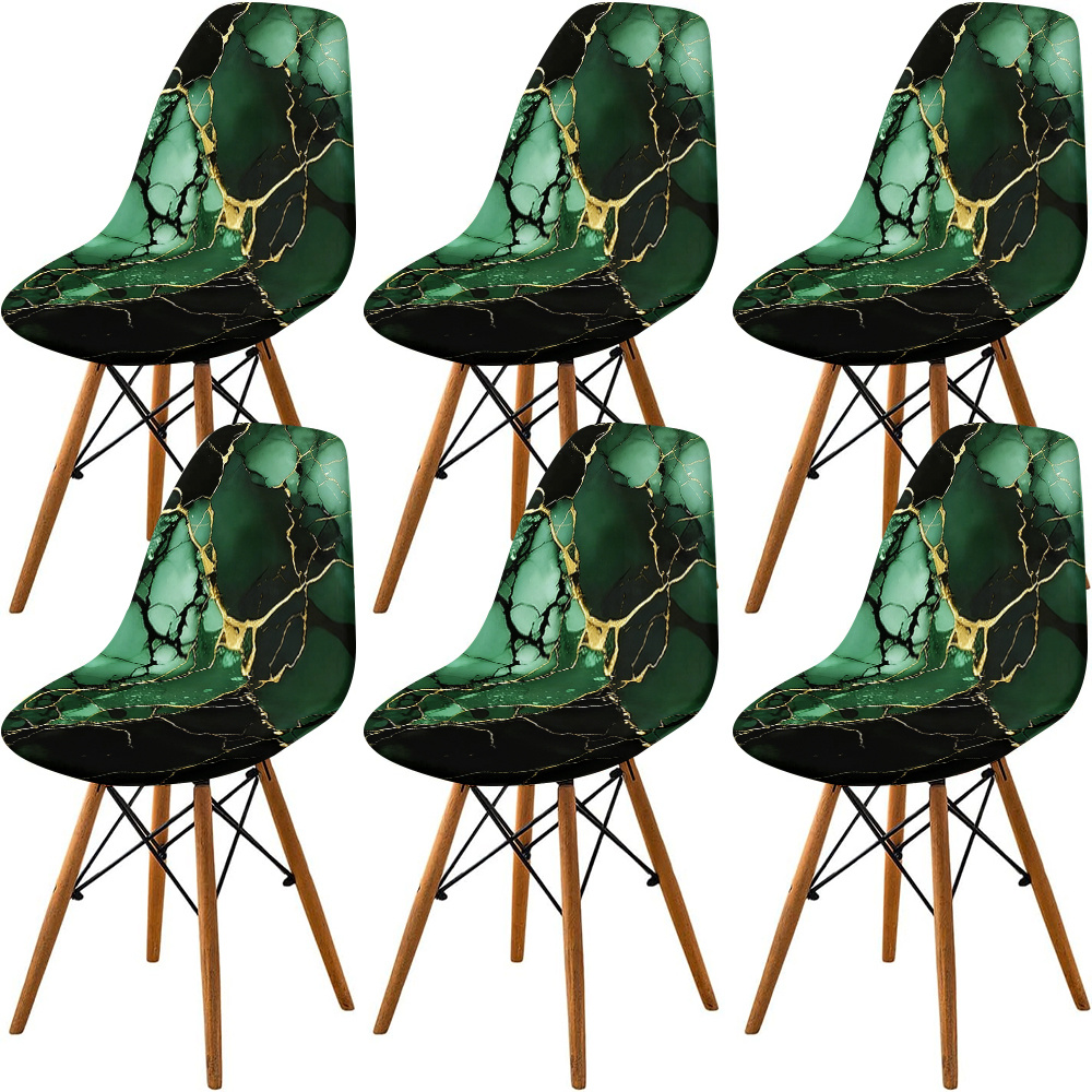 TEMU Green Pattern Shell Chair Cover, Machine Washable, Elastic Band, Fabric - Suitable For Restaurants, Gardens, Camping, And Indoor Home Decoration