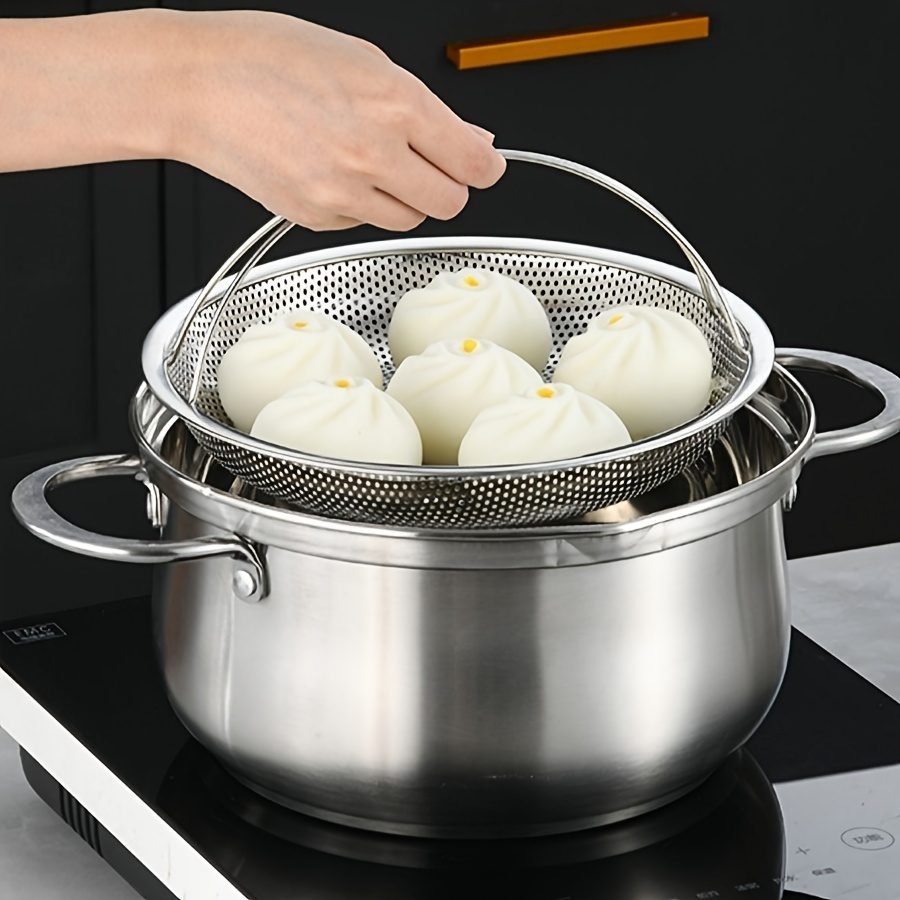 [Multi-functional Steamer Basket] Electricity-free Stainless Steel Kitchen Basket: Multi-functional Steamer, Can Be Used to Steam Rice, Dumplings and Vegetables
