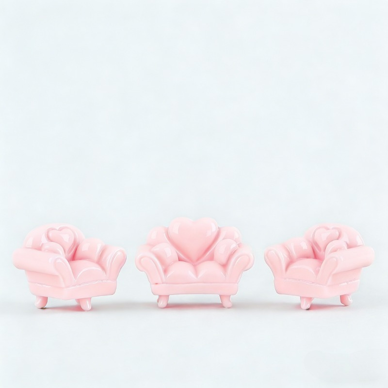 TEMU Ensemble de 3 mini canapés brillants et mignons pour maison de poupée - Accessoire de décoration de de maison de poupée - Décoration intérieure