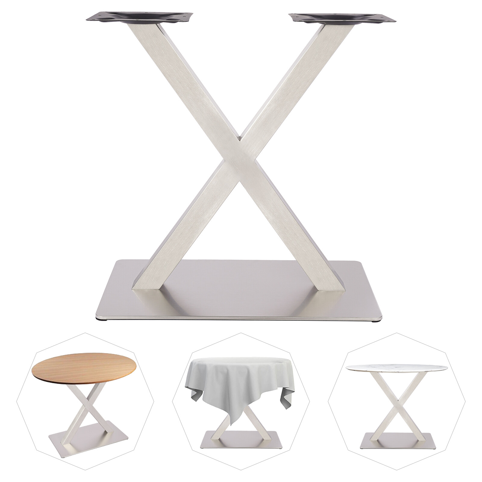 Image of Tmgoods X-shaped Brushed Stainless Steel Table Legs | Heavy Duty Furniture Legs Table Frame For Home Renovation, Furniture, Office Workshop