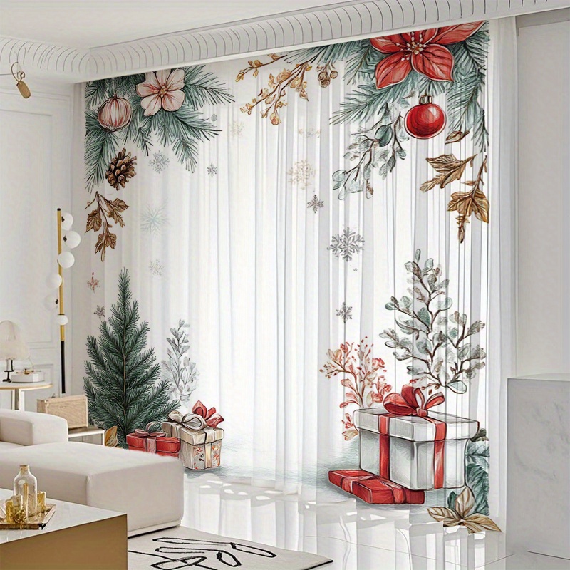 TEMU pièces de rideaux confortables et avec des bordures sur le thème de Noël, parfaits pour décorer et les salons, célébrant festives de Noël et