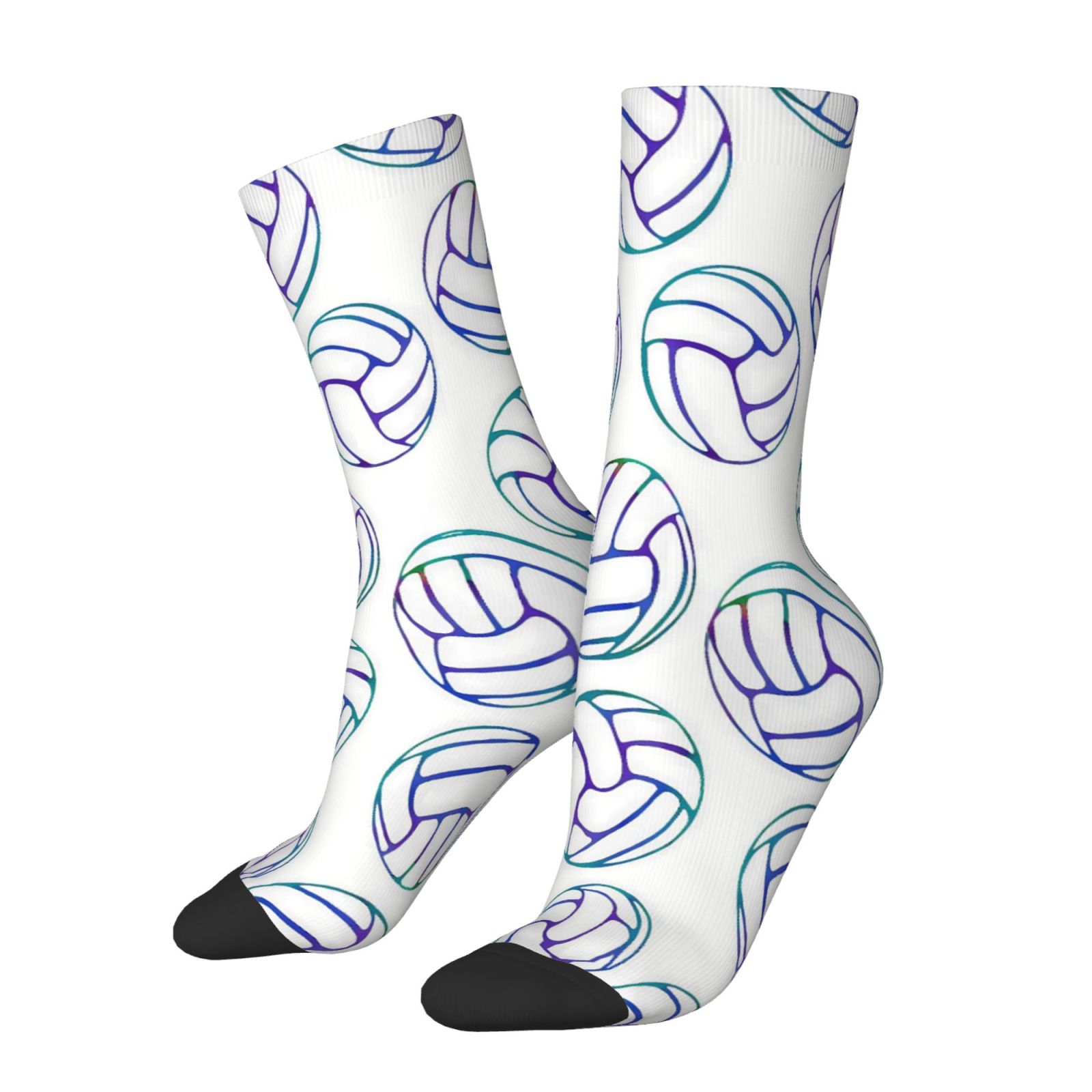 TEMU A Pair Of Unisex Outdoor Socks Featuring A Volleyball Pattern, Designed For Festive Occasions. Are Machine Washable, Suitable For Outdoor Sports