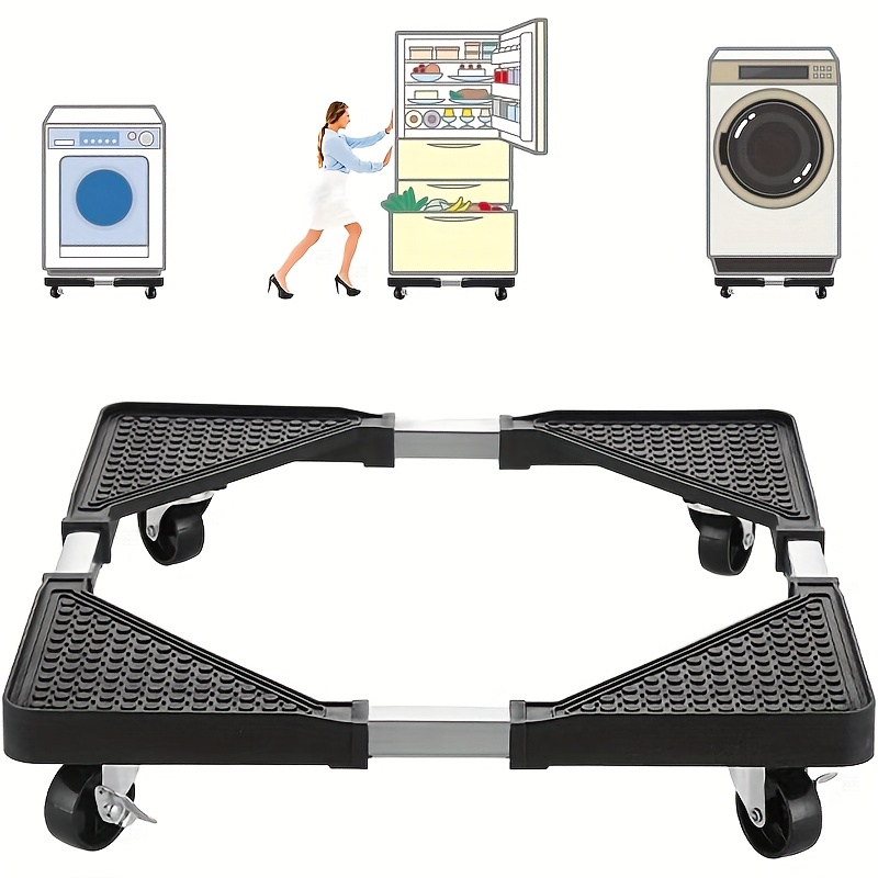 adjustable refrigerator washing machine moving bracket with wheels heavy duty retractable riser base sturdy appliance base suitable for home rental moving   compatible with refrigerators washing machines dryers