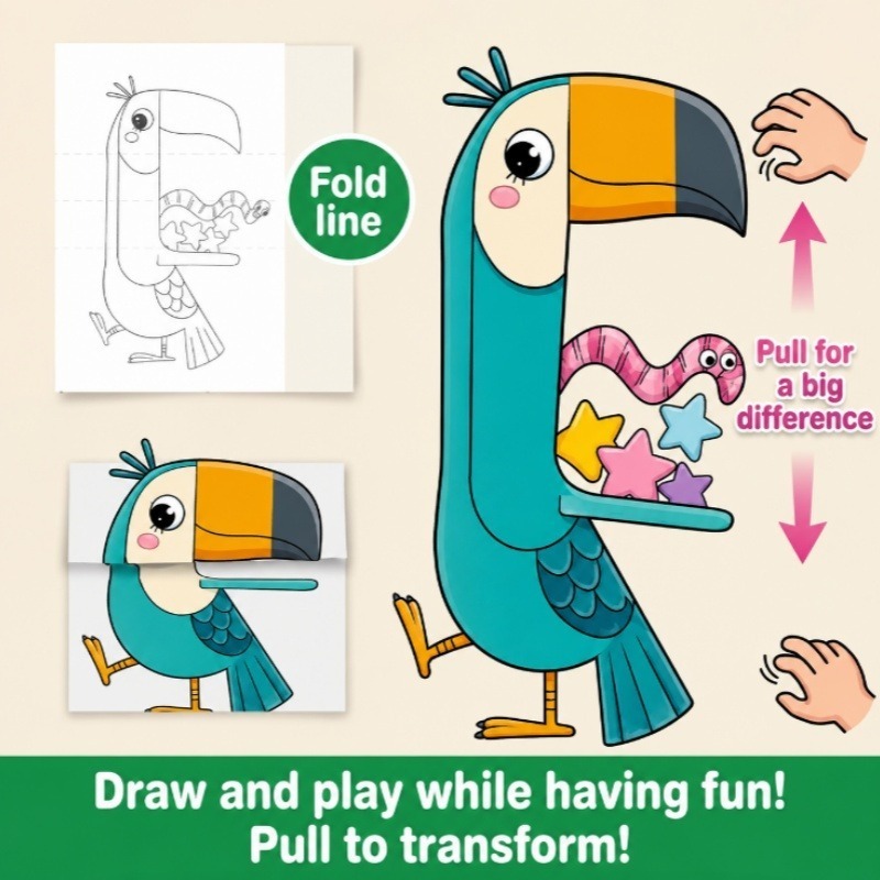 Magic Folding Coloring Book for Interactive Learning