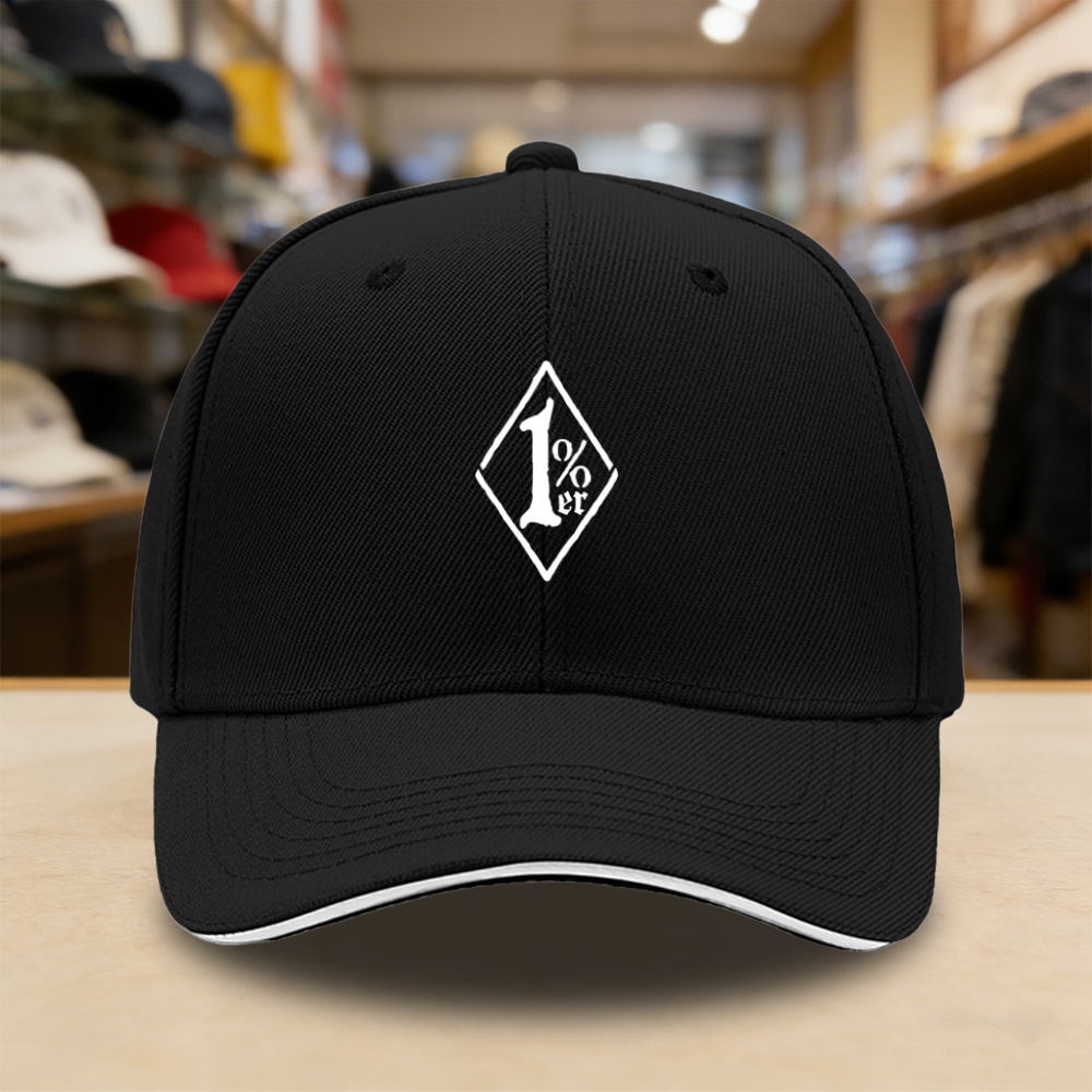 TEMU Biker Baseball Cap With Logo & Hook-and-loop Closure - Lightweight Suitable For Motorcycle Riding, Streetwear, Daily , Spring/summer Outfits,