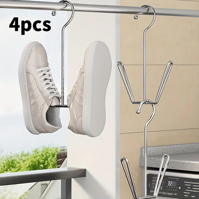 TEMU Lot de 4/6 pièces Porte-chaussures et Patère en Acier Inoxydable Durable - Crochet de Rangement Mural en Métal de Place pour Manteaux, Chapeaux