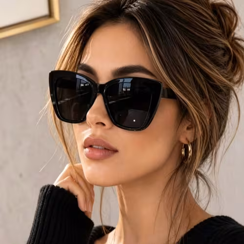 Cat Eye Sunglasses, Large Frame Black-Frame, -Proof Models, Gifts for Girlfriends Women Who Love European And American Styles, 1pc
